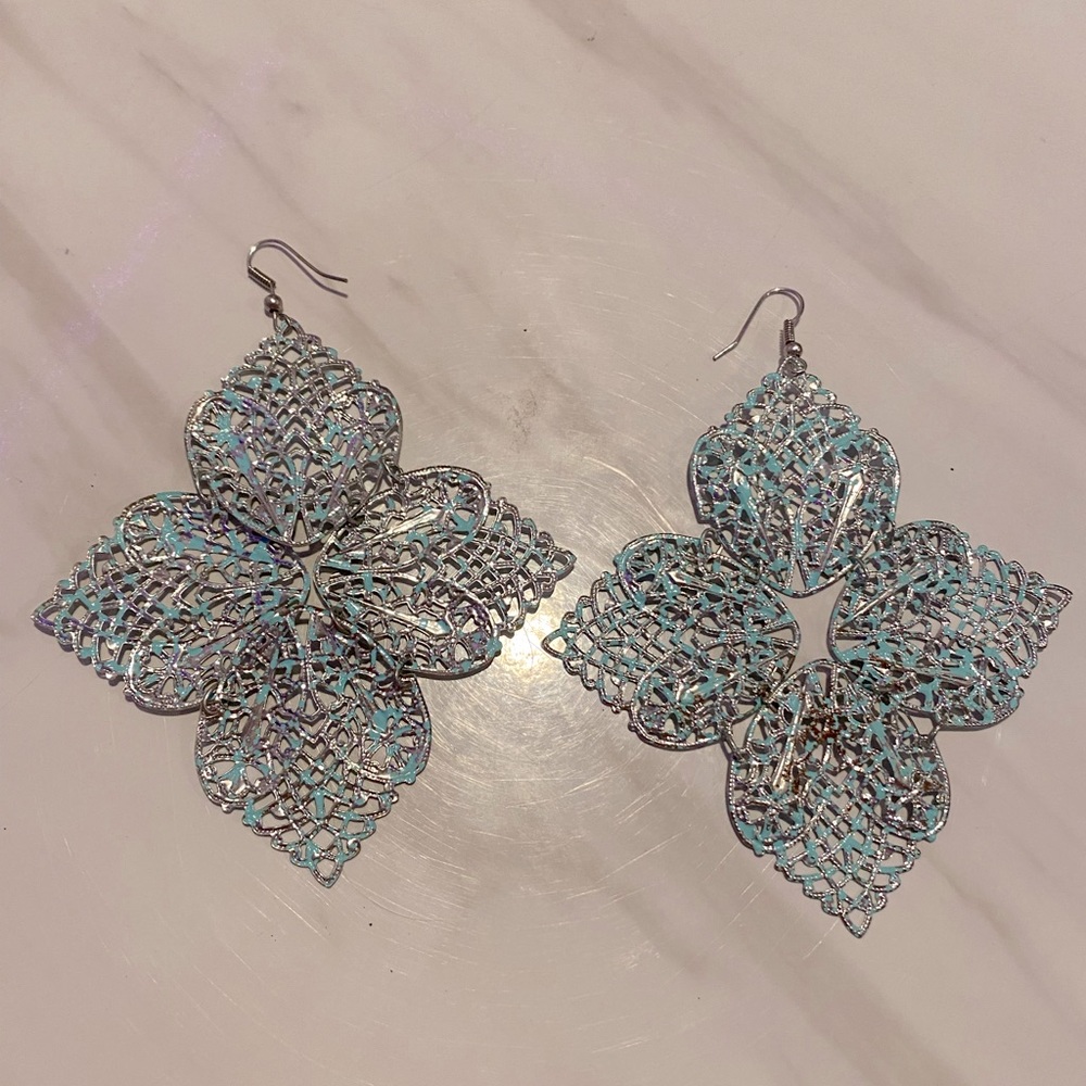 Turquoise butterfly statement earrings
